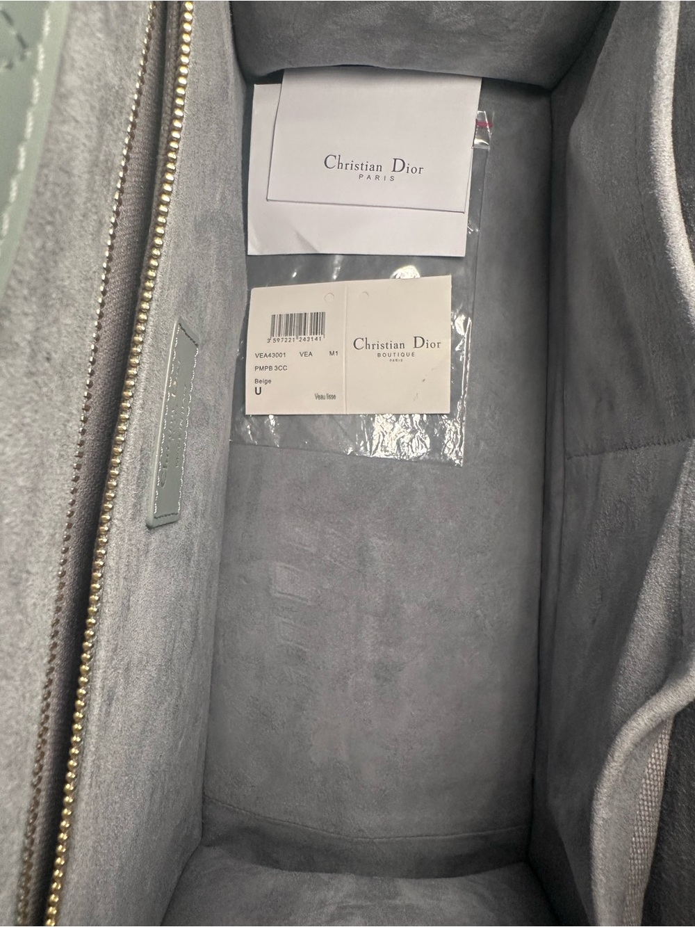 Dior Quilted Tote Bag in Pale Gray with Silver Hardware - Picture 4 of 6